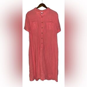 Talbot Irish Linen Pullover  Short Sleeve Orange Mini Dress Women 16‎ Lagenlook